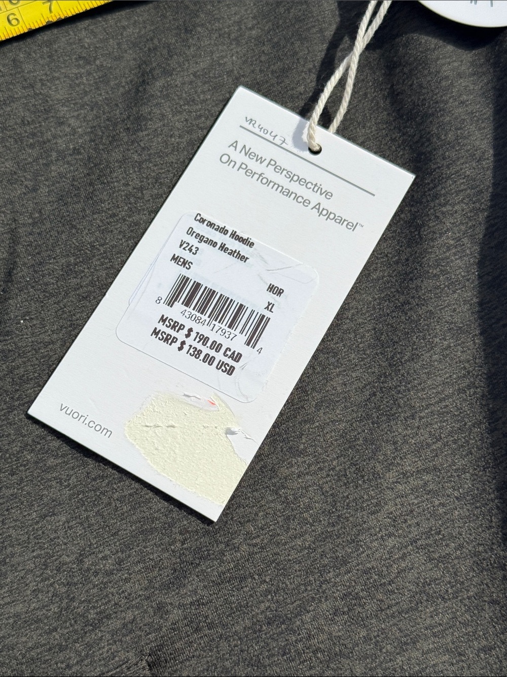 VUORI Coronado Hoodie Oregano Green Heather Men's XL NWT - Picture 4 of 5